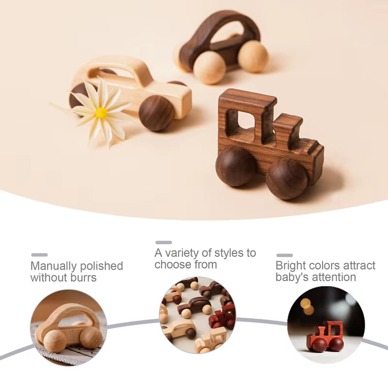 Juguete de Madera para Bebé – Furgoneta de Haya Estilo Montessori (1 Pieza)