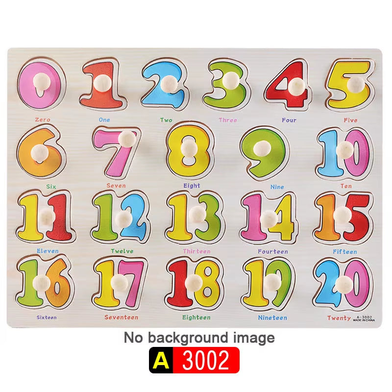 Engaging Big Size Montessori Wooden Puzzle Set - Fun Educational Toys for Kids with Cartoon Numbers and Letters