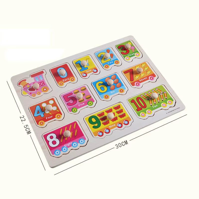 Engaging Big Size Montessori Wooden Puzzle Set - Fun Educational Toys for Kids with Cartoon Numbers and Letters
