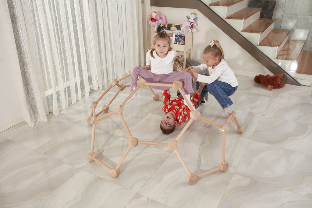 Climbing Dome Set Spider Climber for Indoor and Outdoor Play, Wooden Montessori Toy for Toddler and Baby