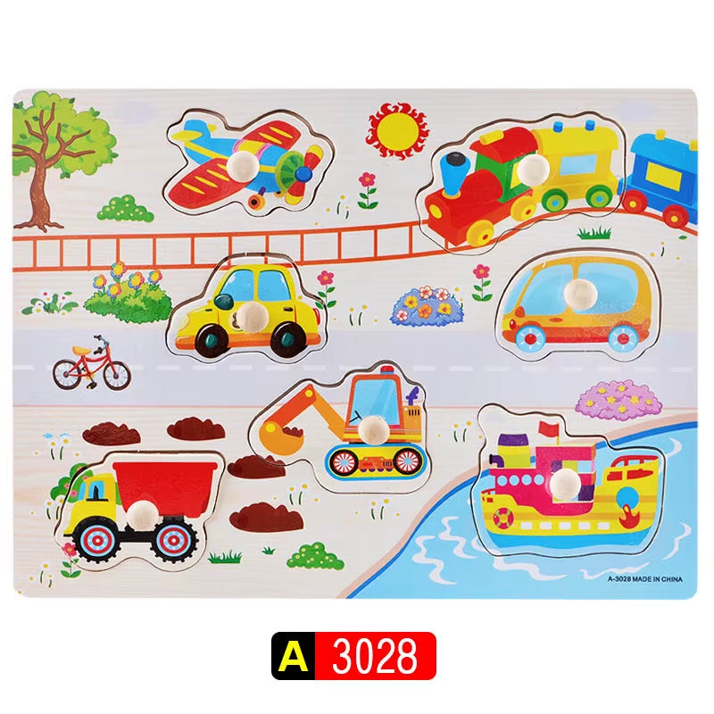 Engaging Big Size Montessori Wooden Puzzle Set - Fun Educational Toys for Kids with Cartoon Numbers and Letters