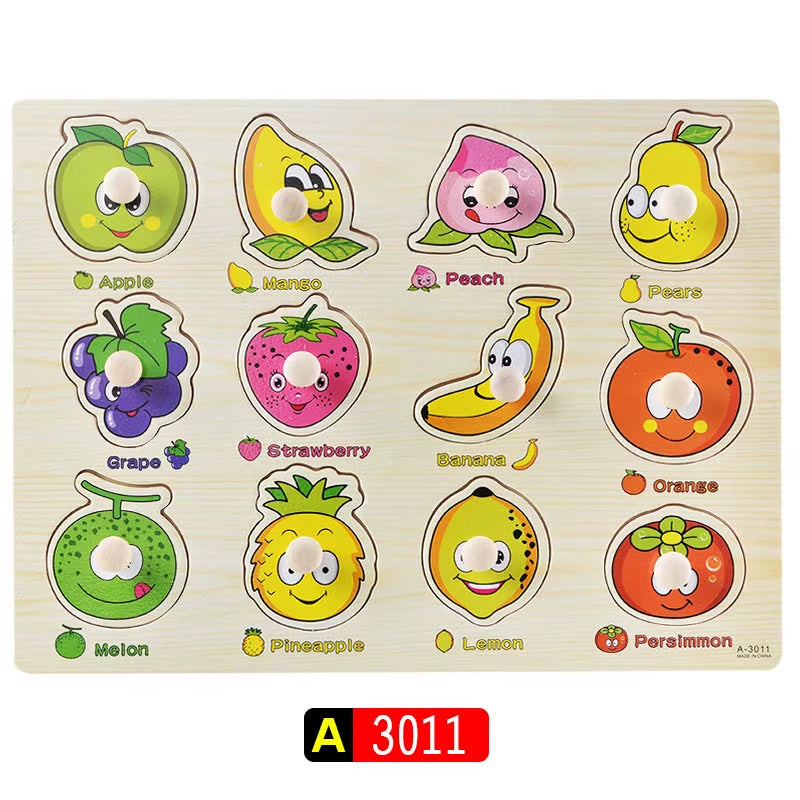 Engaging Big Size Montessori Wooden Puzzle Set - Fun Educational Toys for Kids with Cartoon Numbers and Letters