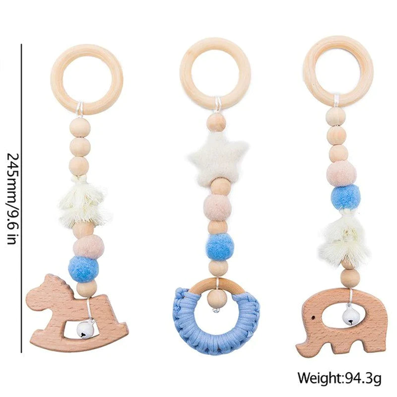 Engaging Play Gym Frame Set for Babies - Wooden Fitness Activity with Rattle Toys and Stylish Room Decor