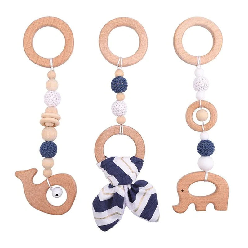 Engaging Play Gym Frame Set for Babies - Wooden Fitness Activity with Rattle Toys and Stylish Room Decor