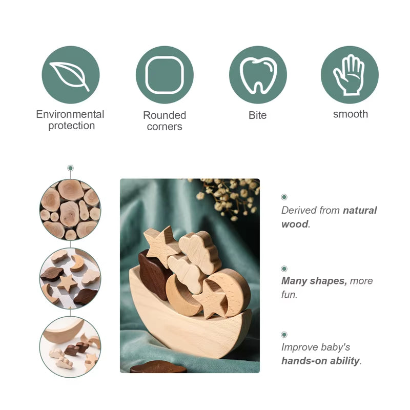 Juguetes Montessori de Madera para Bebés – Bloques de Equilibrio