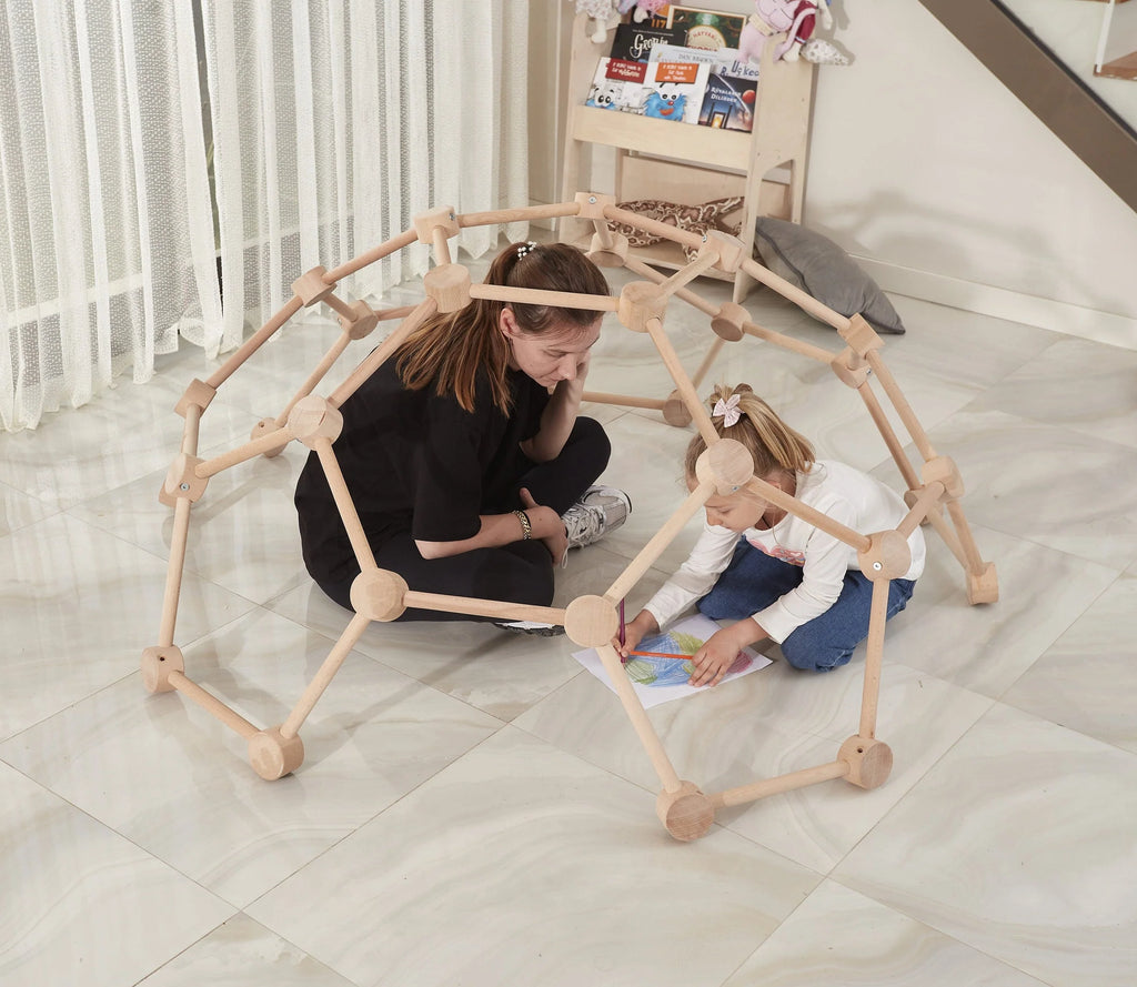 Climbing Dome Set Spider Climber for Indoor and Outdoor Play, Wooden Montessori Toy for Toddler and Baby