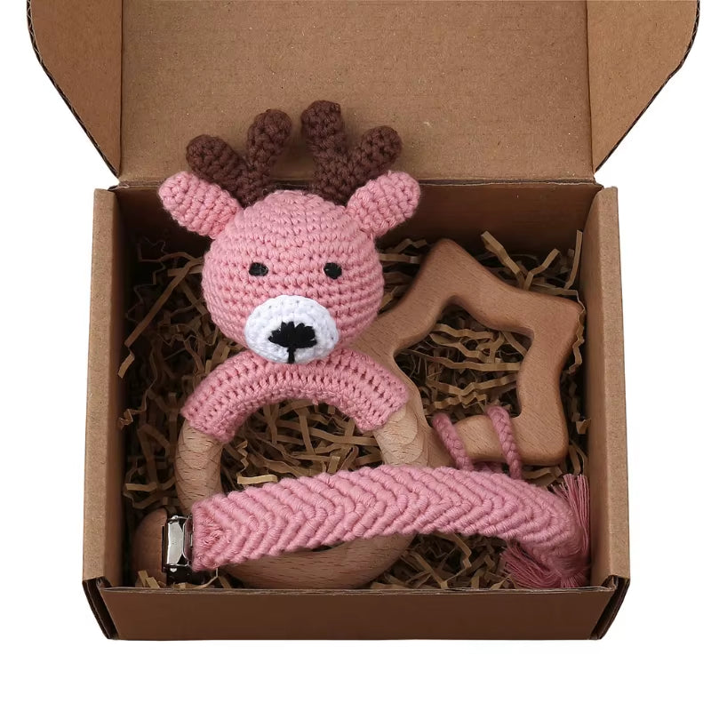 BPA Free Baby Silicone Teether Wooden Rattle Toys Cartoon Sleeping Dolls Soothe Appease Blanket Towel Newborn Teething Toys Gift