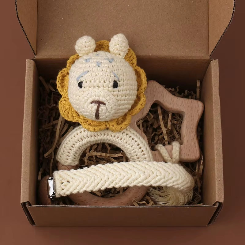 BPA Free Baby Silicone Teether Wooden Rattle Toys Cartoon Sleeping Dolls Soothe Appease Blanket Towel Newborn Teething Toys Gift