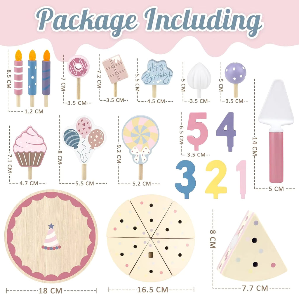 Pastel de Cumpleaños de Madera r – Juego de Imitación para Pequeños Chefs