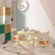 Mesa de madera con 2 sillas para niños