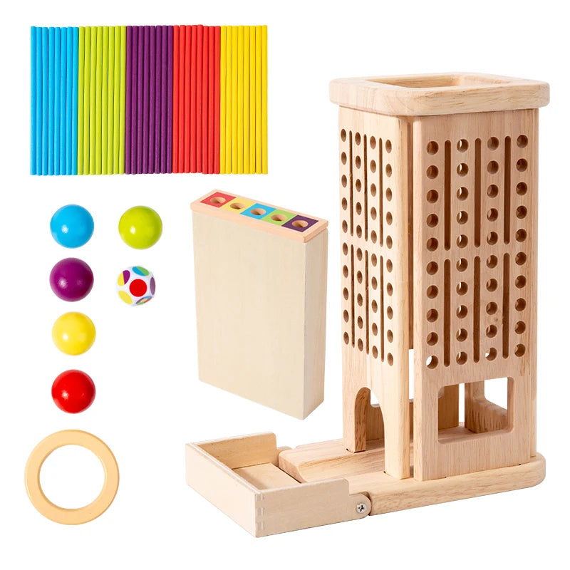 🌿Juego de Palos y Torres de Madera · Montessori 3 en 1- Un pequeño mundo de lógica, manos curiosas y aprendizaje natural