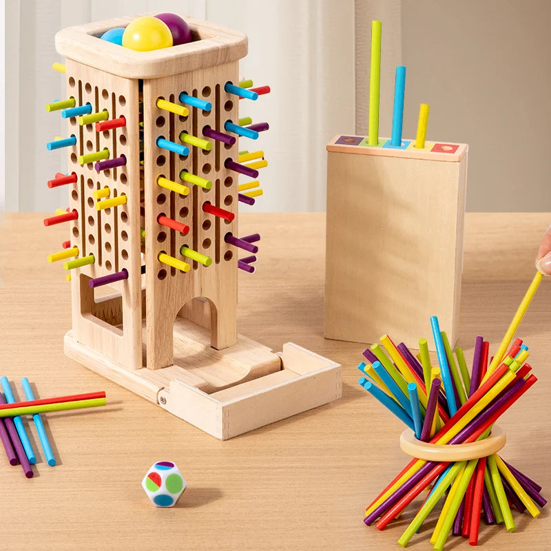 Juego de Palos y Torres de Madera · Montessori 3 en 1- Un pequeño mundo de lógica, manos curiosas y aprendizaje natural