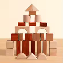 Bloques de Madera Montessori - Set Geométrico Educativo para Construcción y Juego Creativo