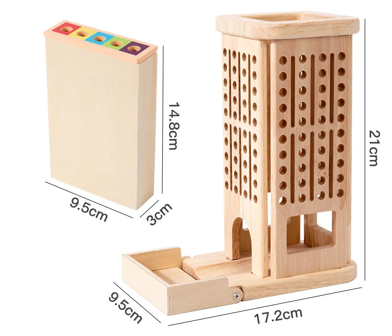 Juego de Palos y Torres de Madera · Montessori 3 en 1- Un pequeño mundo de lógica, manos curiosas y aprendizaje natural