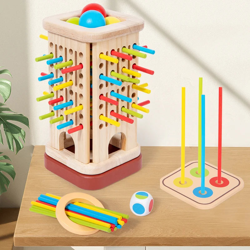 Juego de Palos y Torres de Madera · Montessori 3 en 1- Un pequeño mundo de lógica, manos curiosas y aprendizaje natural