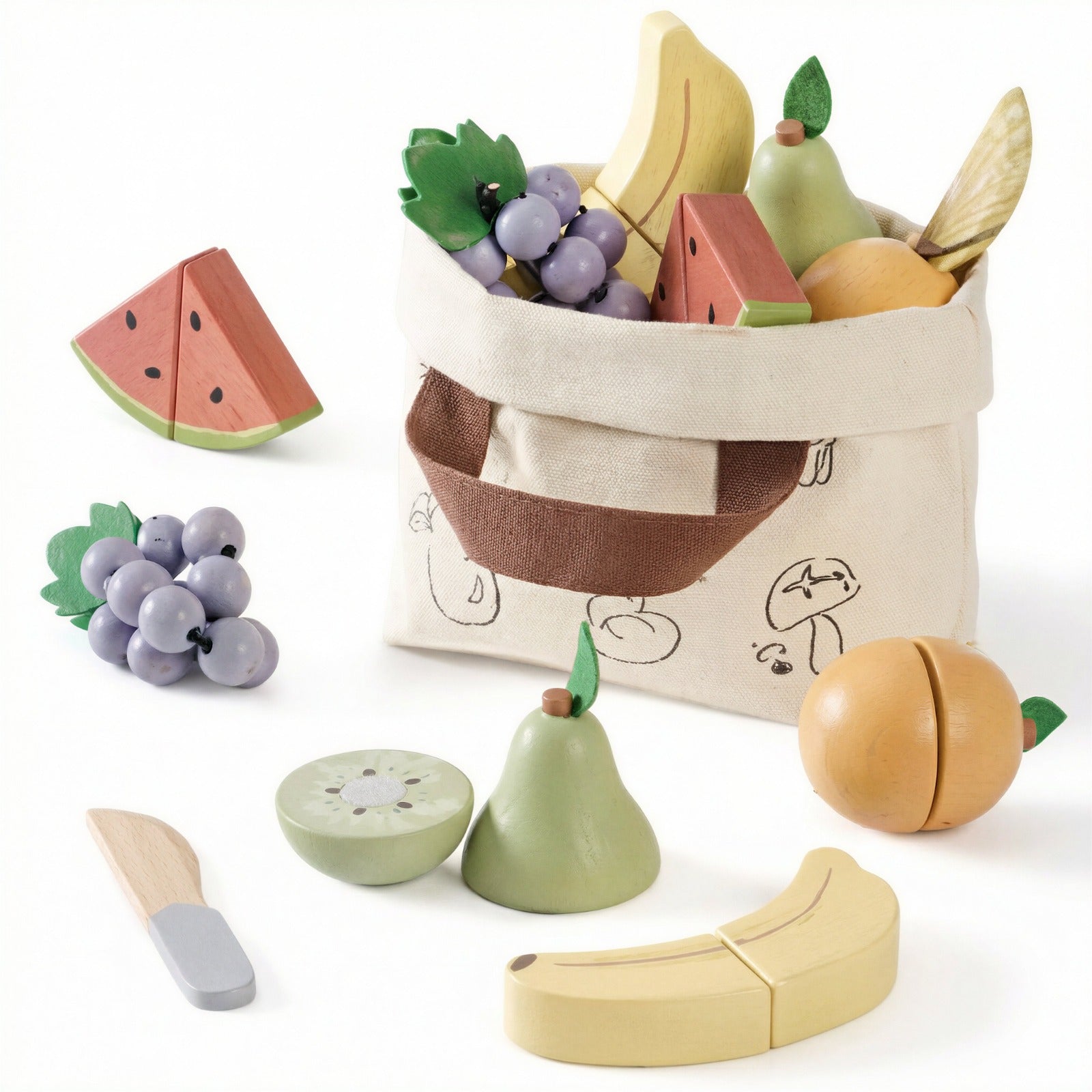 Set Infantil de Comida para Cortar  Juego Montessori de Frutas y Verduras de Madera