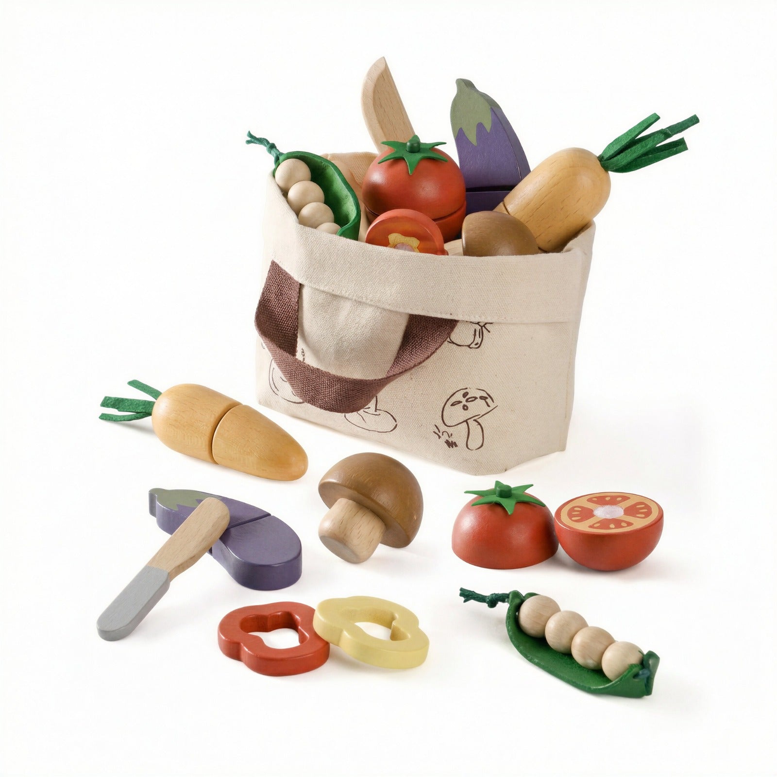 Set Infantil de Comida para Cortar  Juego Montessori de Frutas y Verduras de Madera