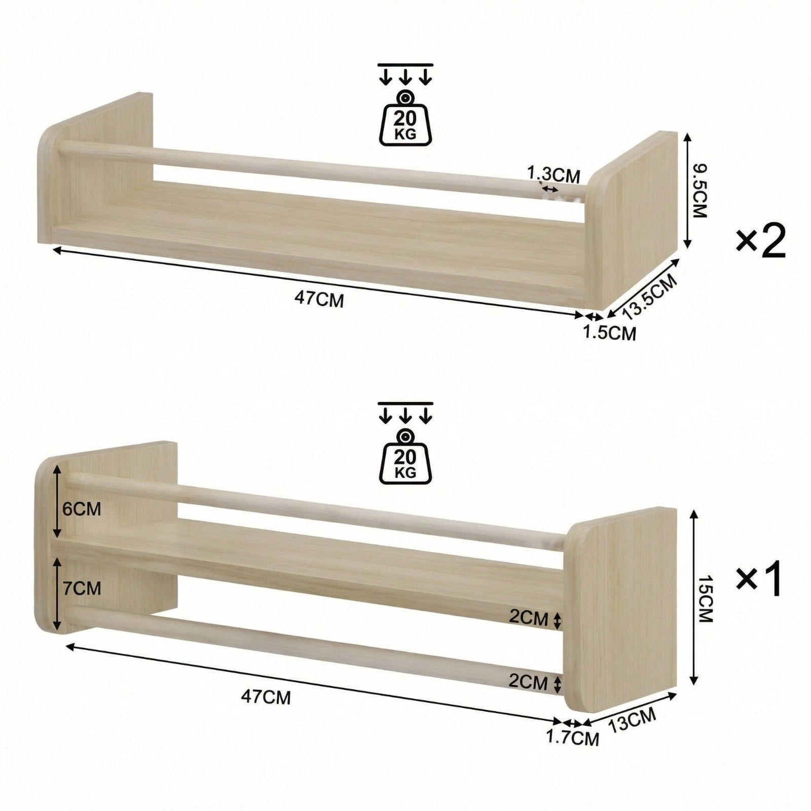 📚 Estanterías Montessori de Madera – Set de 3 Unidades (40/50/60 cm)