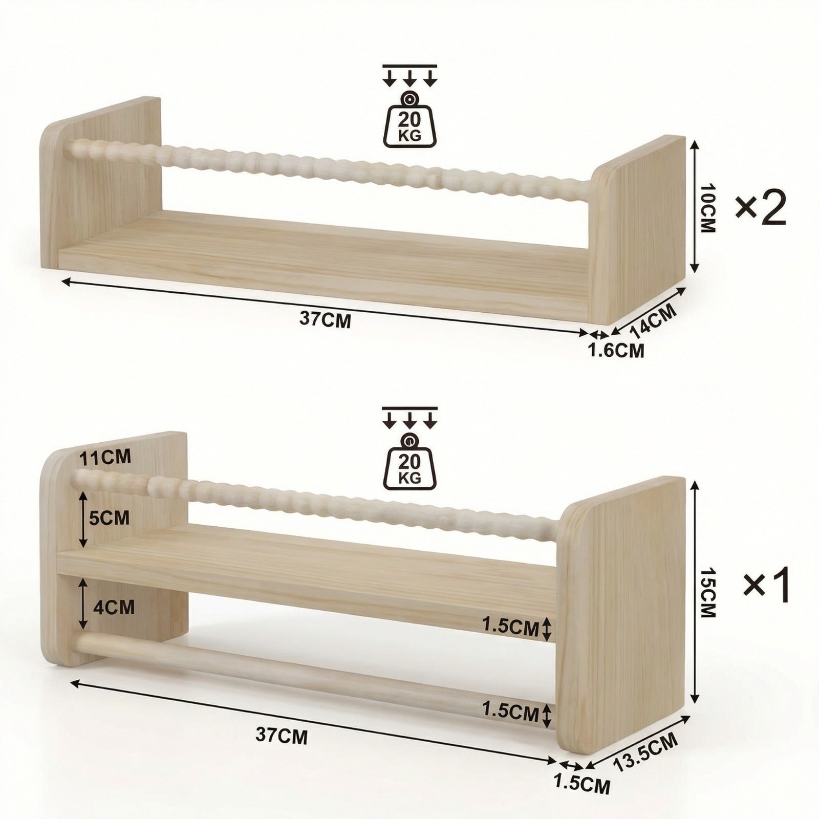📚 Estanterías Montessori de Madera – Set de 3 Unidades (40/50/60 cm)