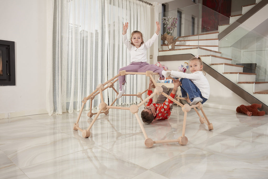 Climbing Dome Set Spider Climber for Indoor and Outdoor Play, Wooden Montessori Toy for Toddler and Baby