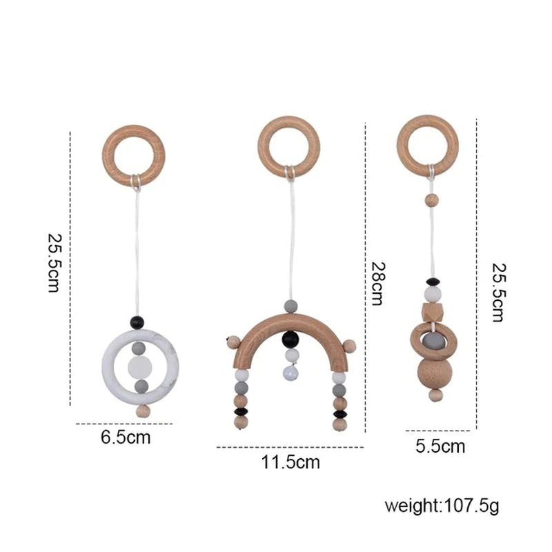 Engaging Play Gym Frame Set for Babies - Wooden Fitness Activity with Rattle Toys and Stylish Room Decor