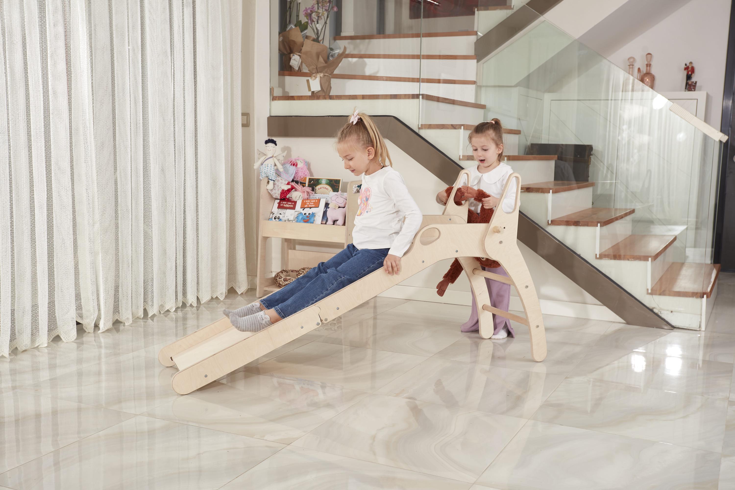 Deluxe Wooden Folding Slide for Toddlers - Montessori Inspired Fun for Your Little Ones