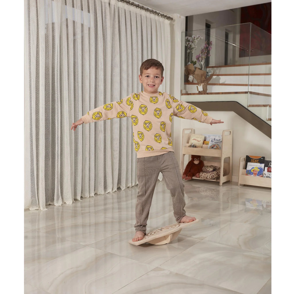 Engaging Wooden Balance Maze Toy - Montessori Wobble Activity Board for Kids