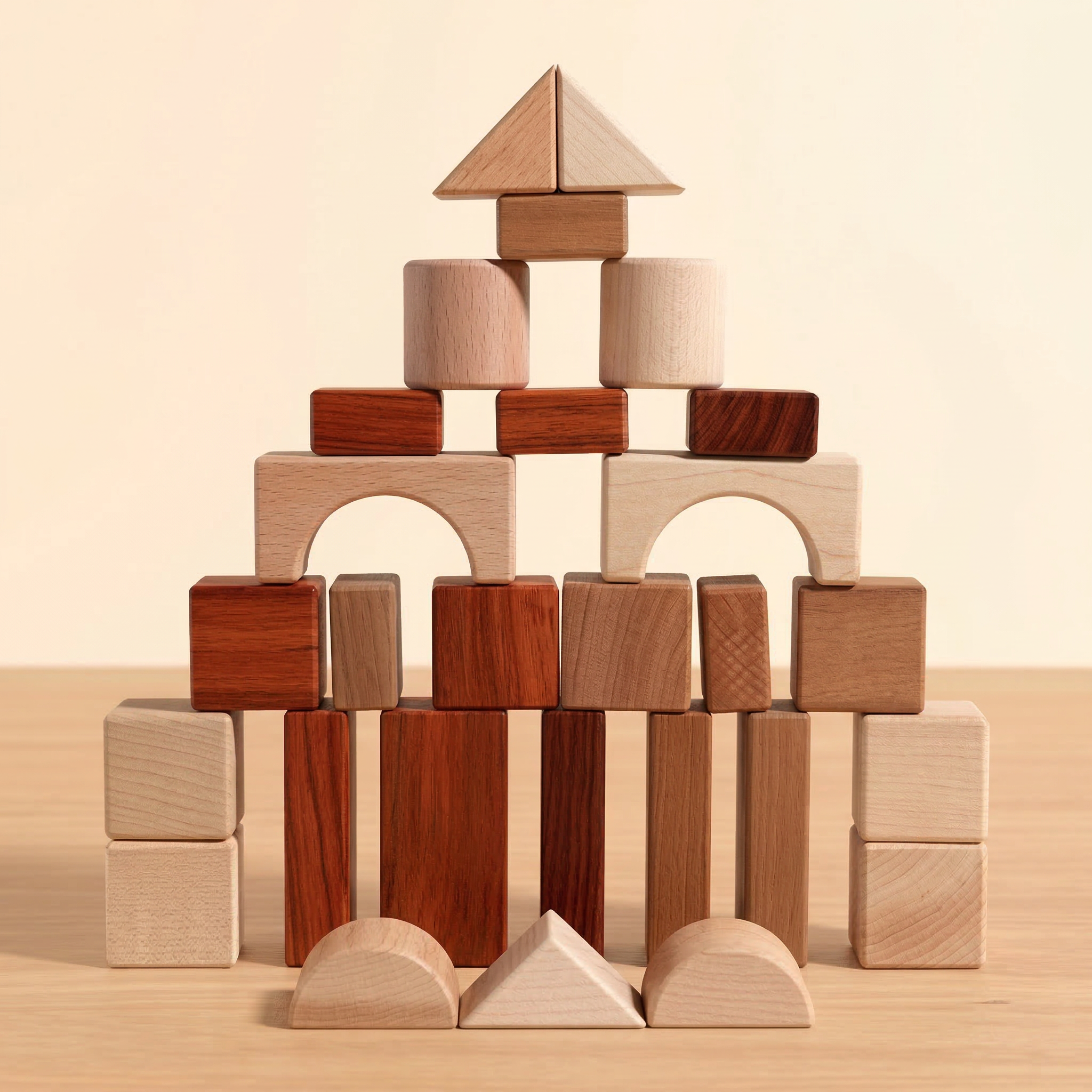 Montessori-Holzbausteine ​​– Pädagogisches Geometrie-Set für Konstruktions- und kreatives Spielen