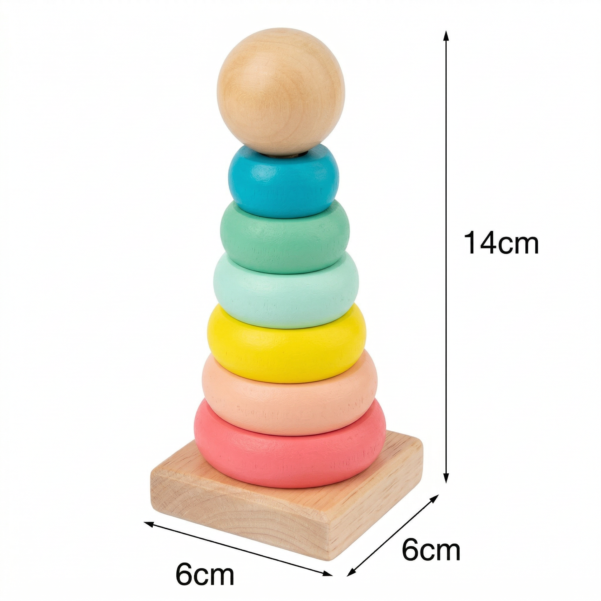 Stapelbarer Holzturm mit Farbigen Ringen – Montessori-Spielzeug für Kinder