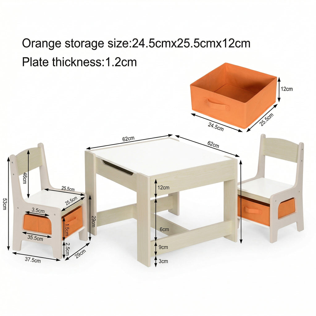 Mesa de madera con 2 sillas para niños
