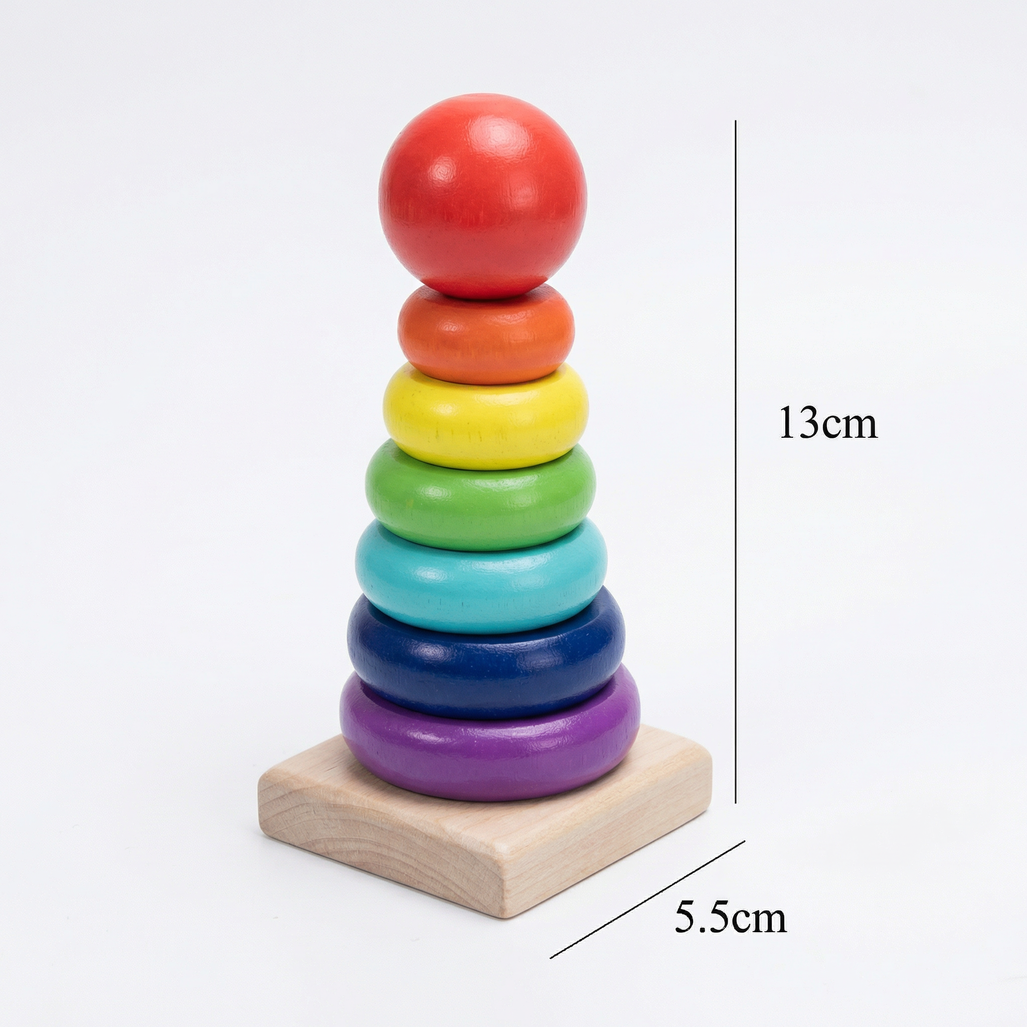 Stapelbarer Holzturm mit Farbigen Ringen – Montessori-Spielzeug für Kinder
